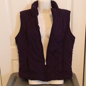 SJB Active Purple Zip Front Quilted Puffer Vest Size Large